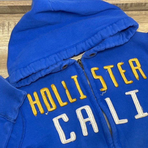 Hollister Other - Hollister Cali Logo Full Zip Fleece Hoodie Long Sleeve Mens XL Blue READ